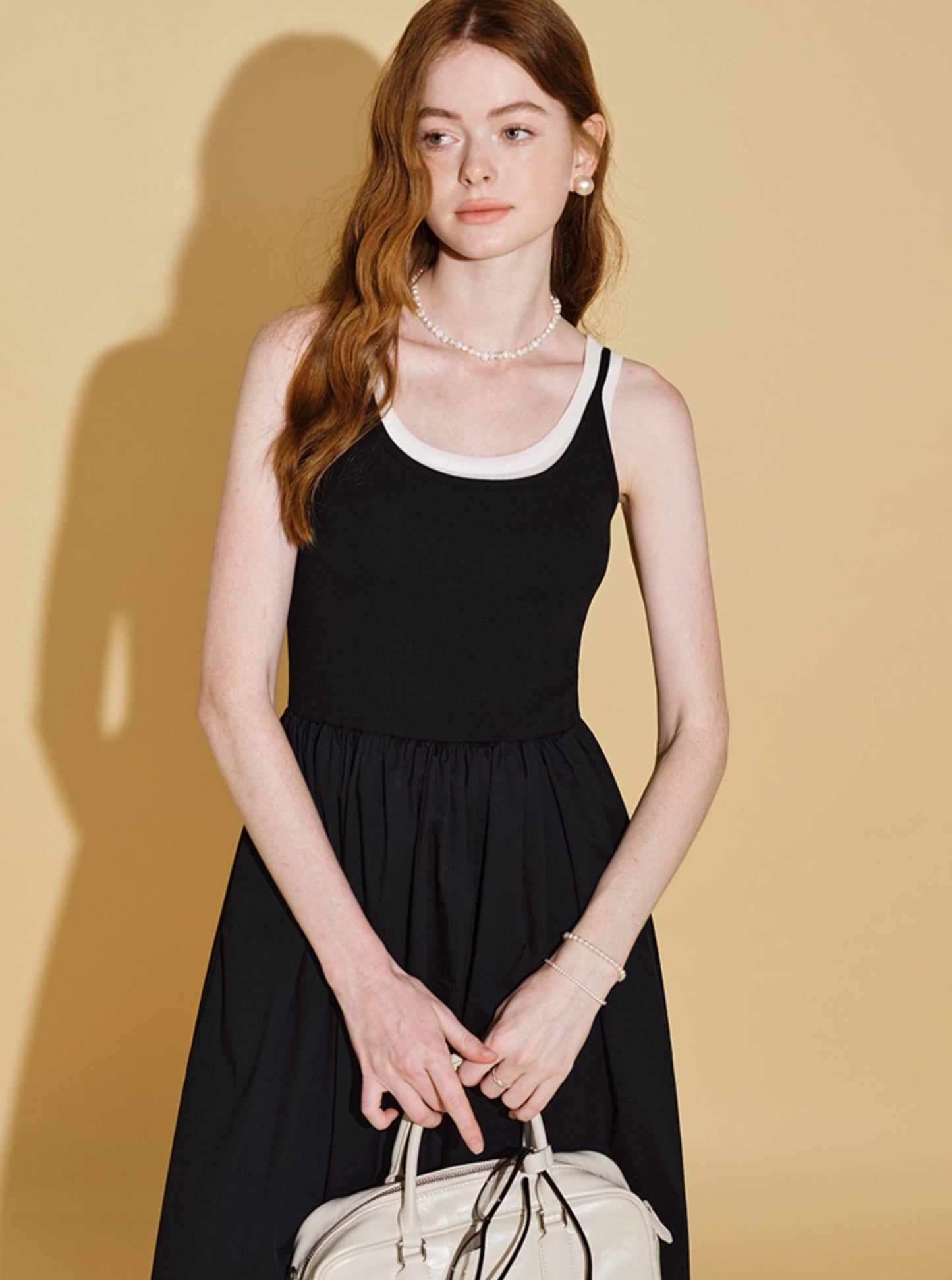 Black French Loose Slip Dress