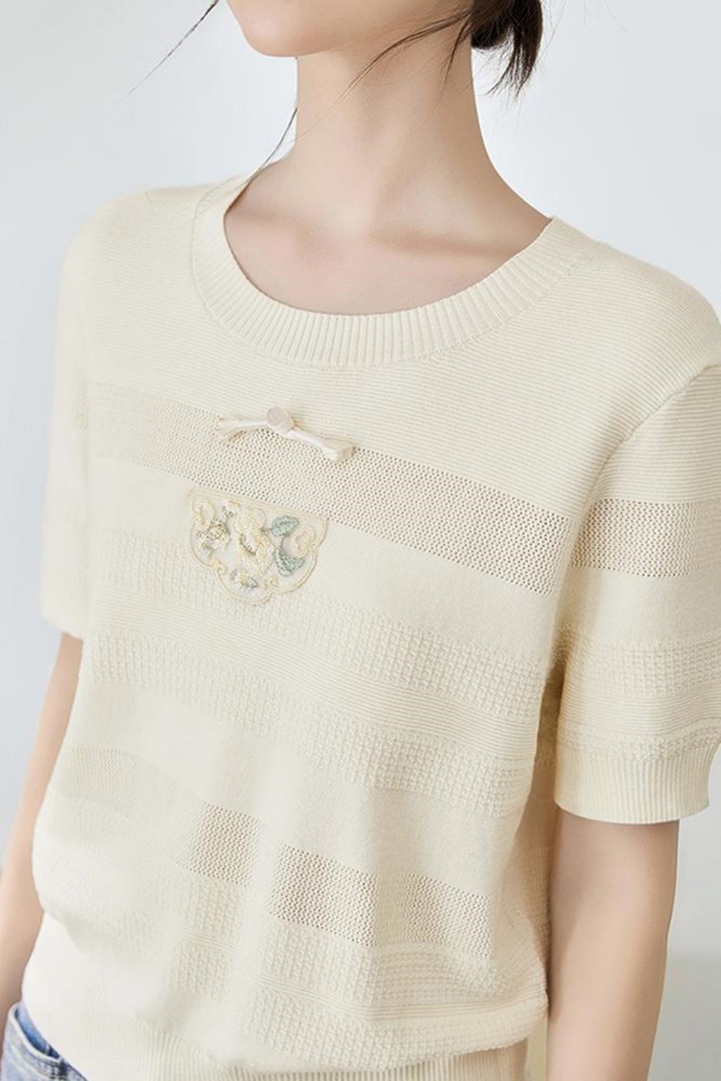 Summer Striped Knit Blouse