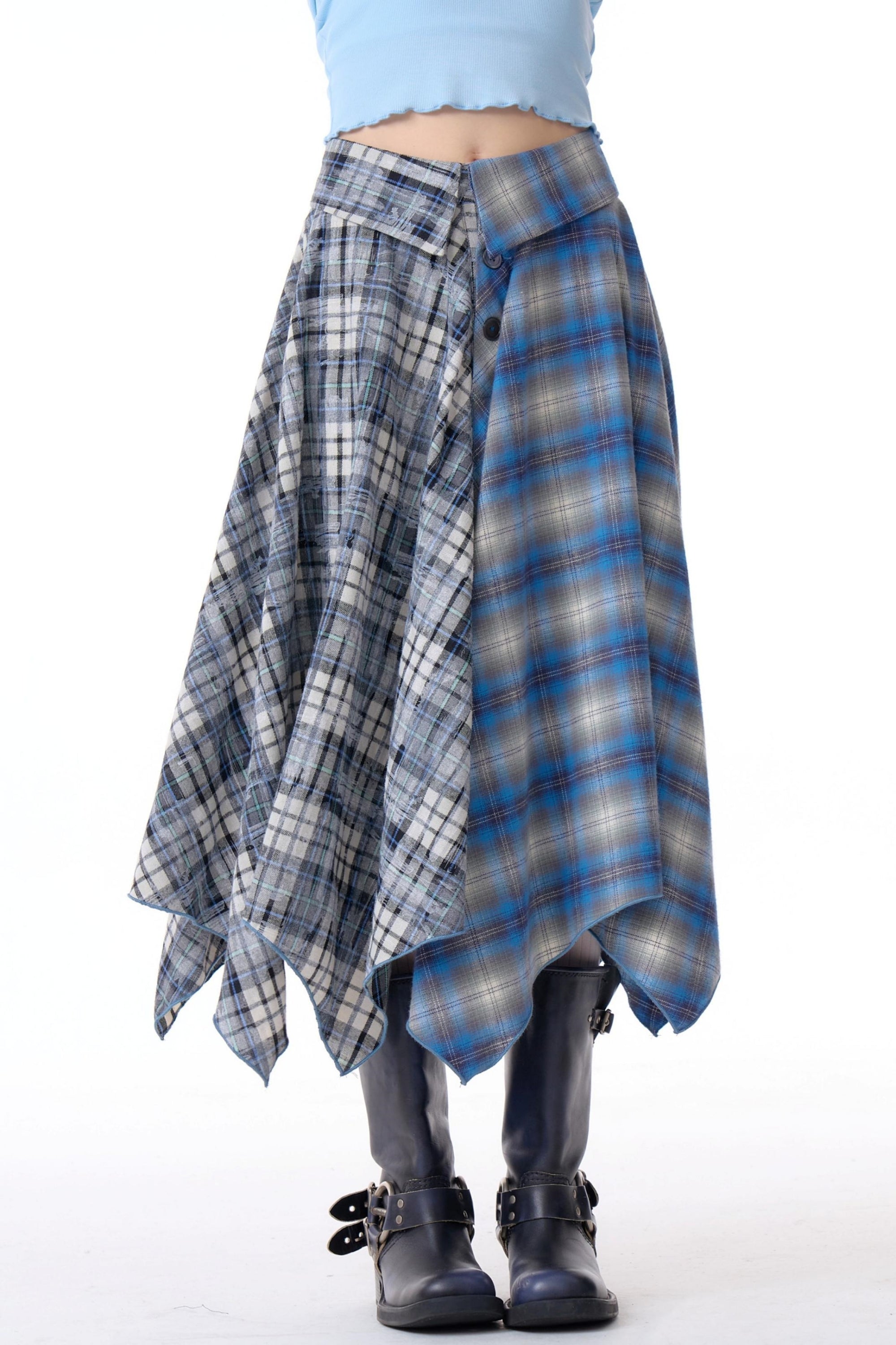 Loen check midi skirt-3col