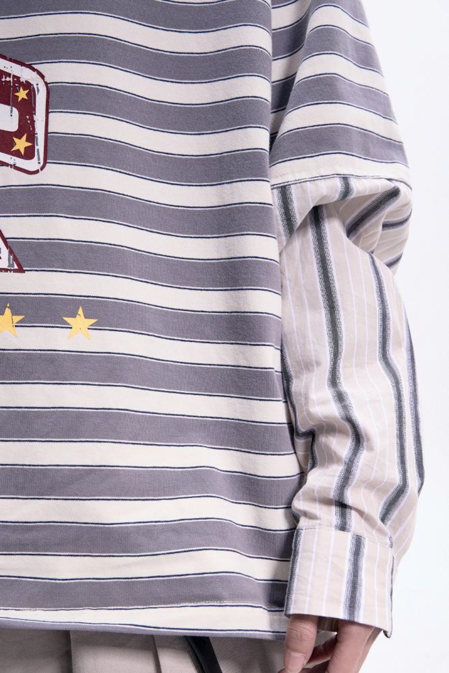 Vintage-Inspired Striped Layered Polo Top