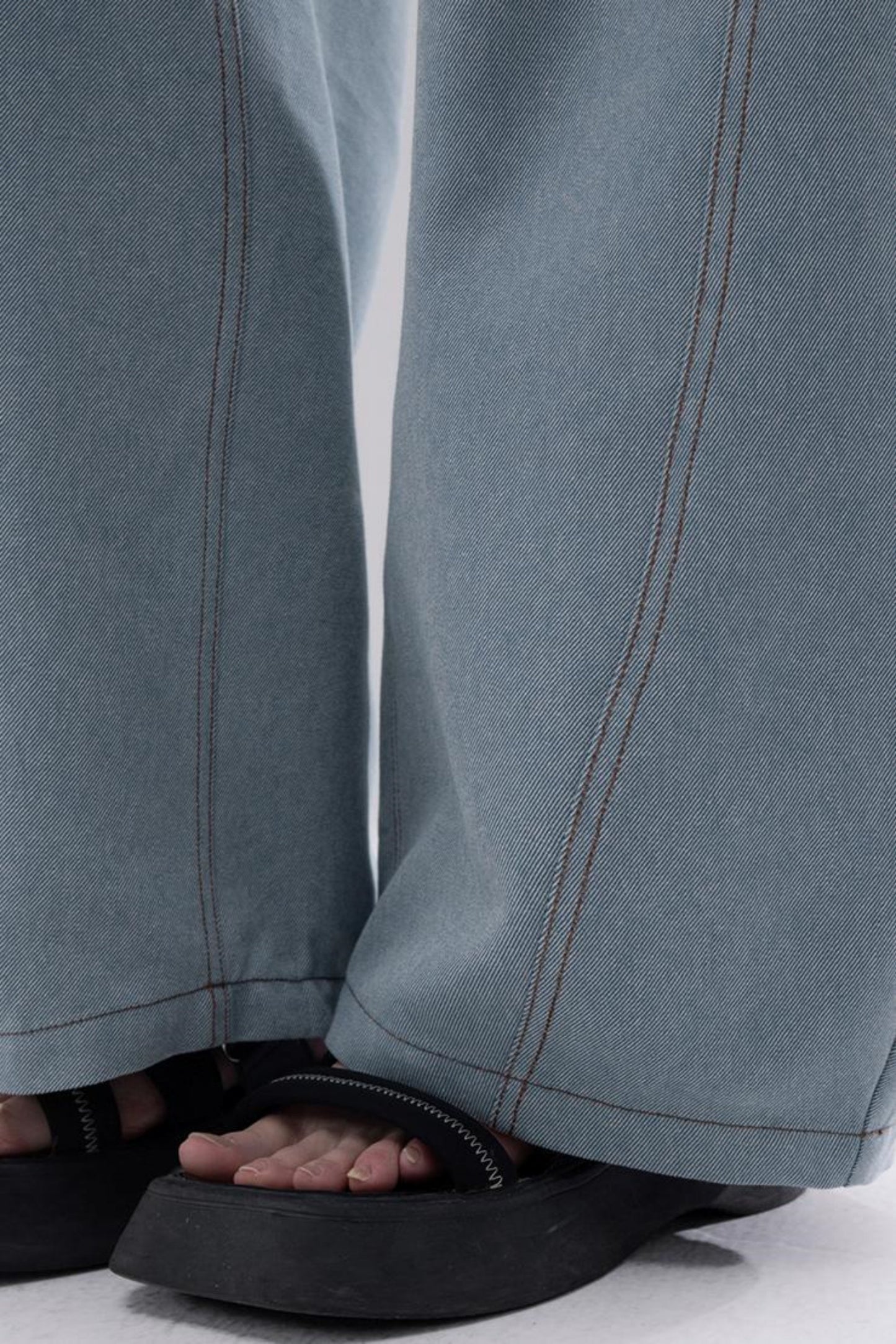 Denim Fusion Lace Suspenders Vest & Sickle Pants Set