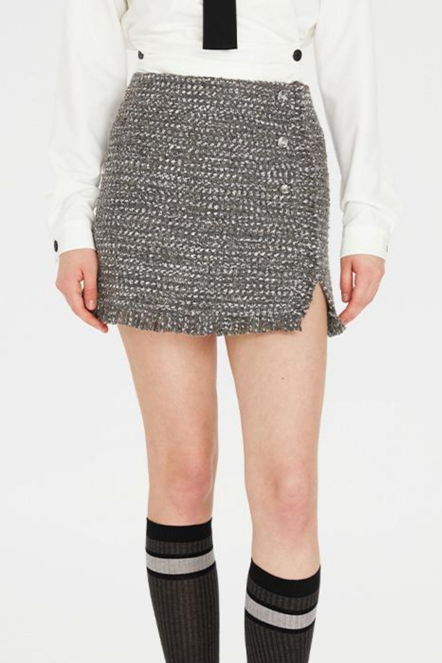 Gray Lace-Tweed Jacket Set-Up