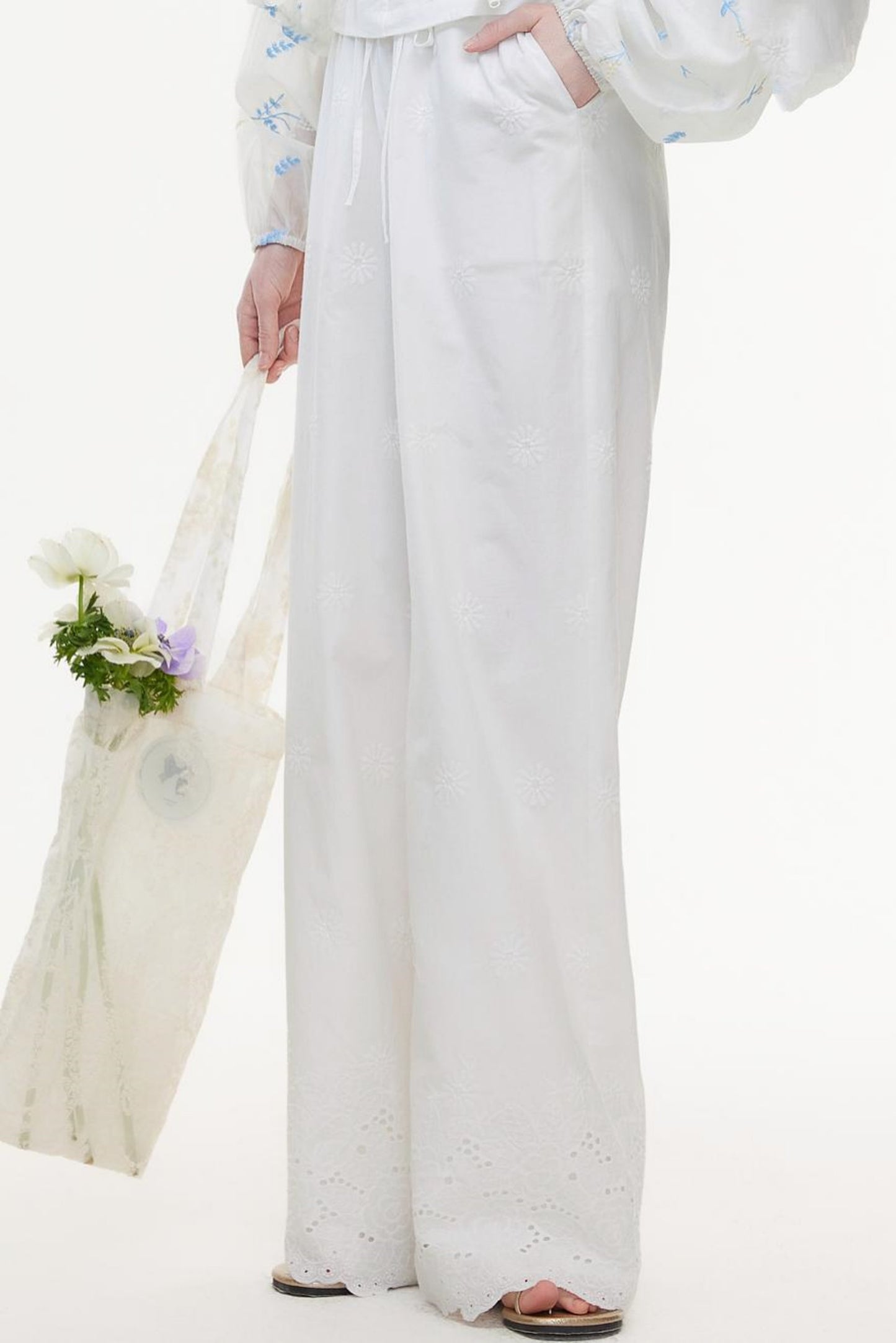 Chic Cotton Embroidery Two-Piece Suit Set-Up