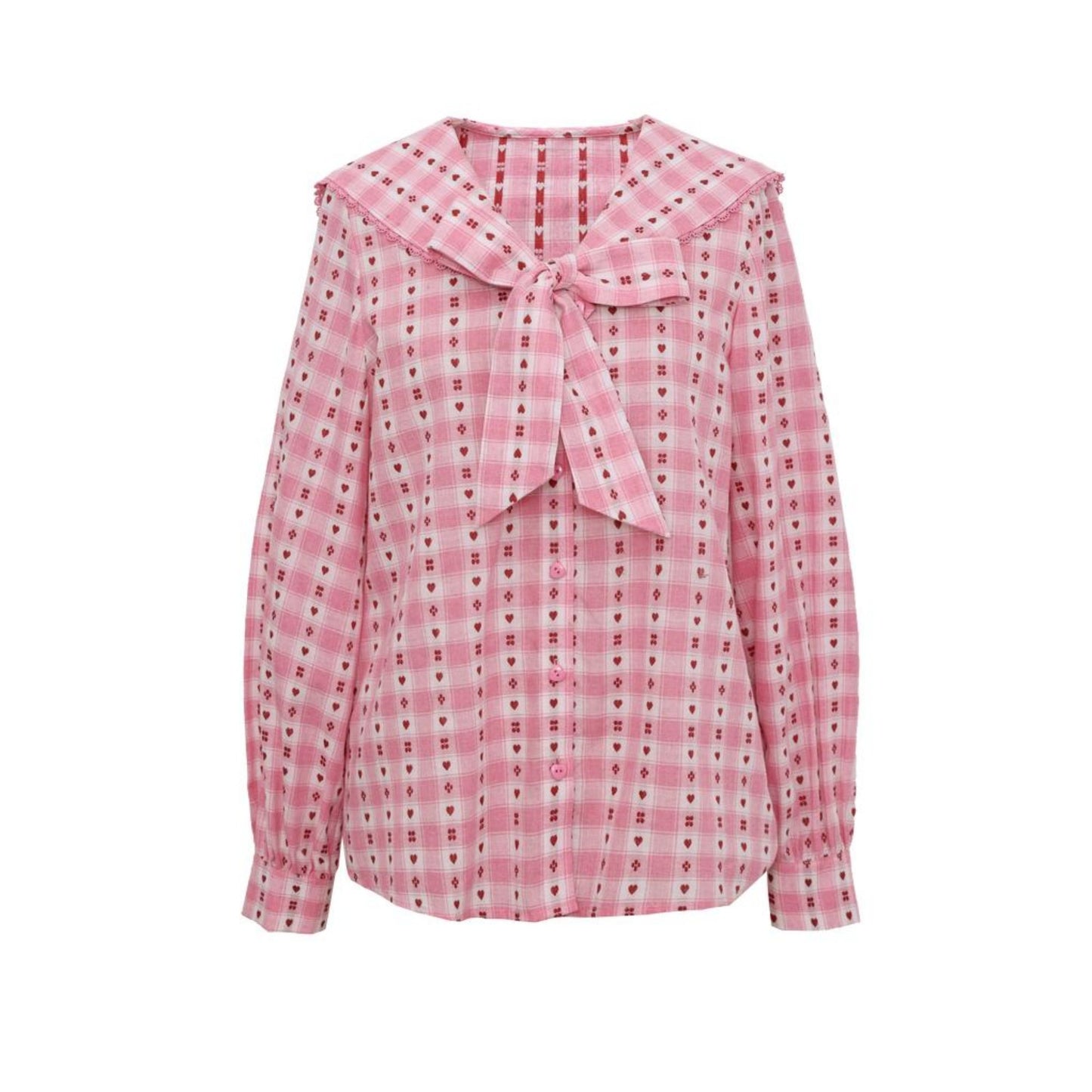 Pink Plaid Embroidered Shirt