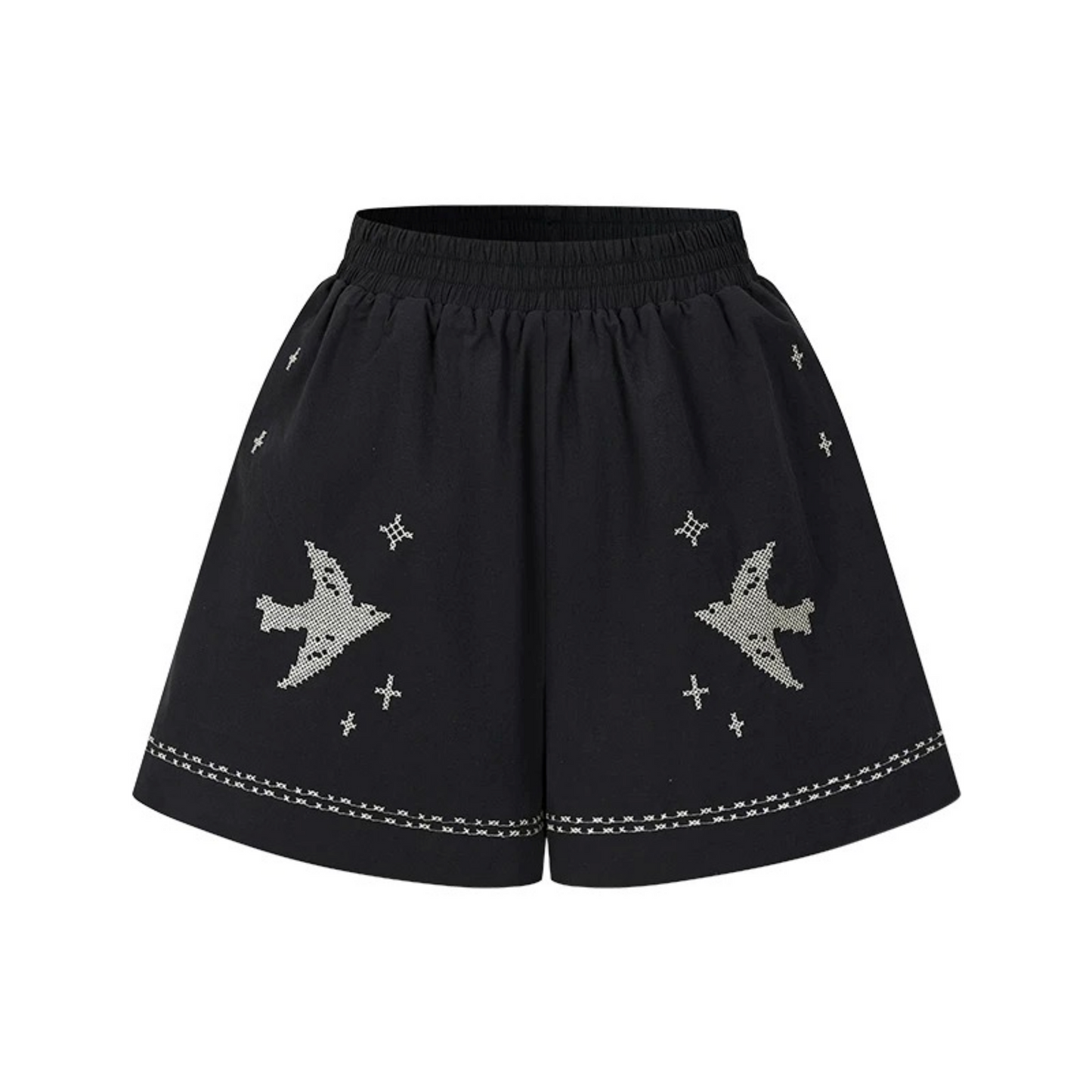 Bird Embroidered Cotton Linen Cardigan Set-Up