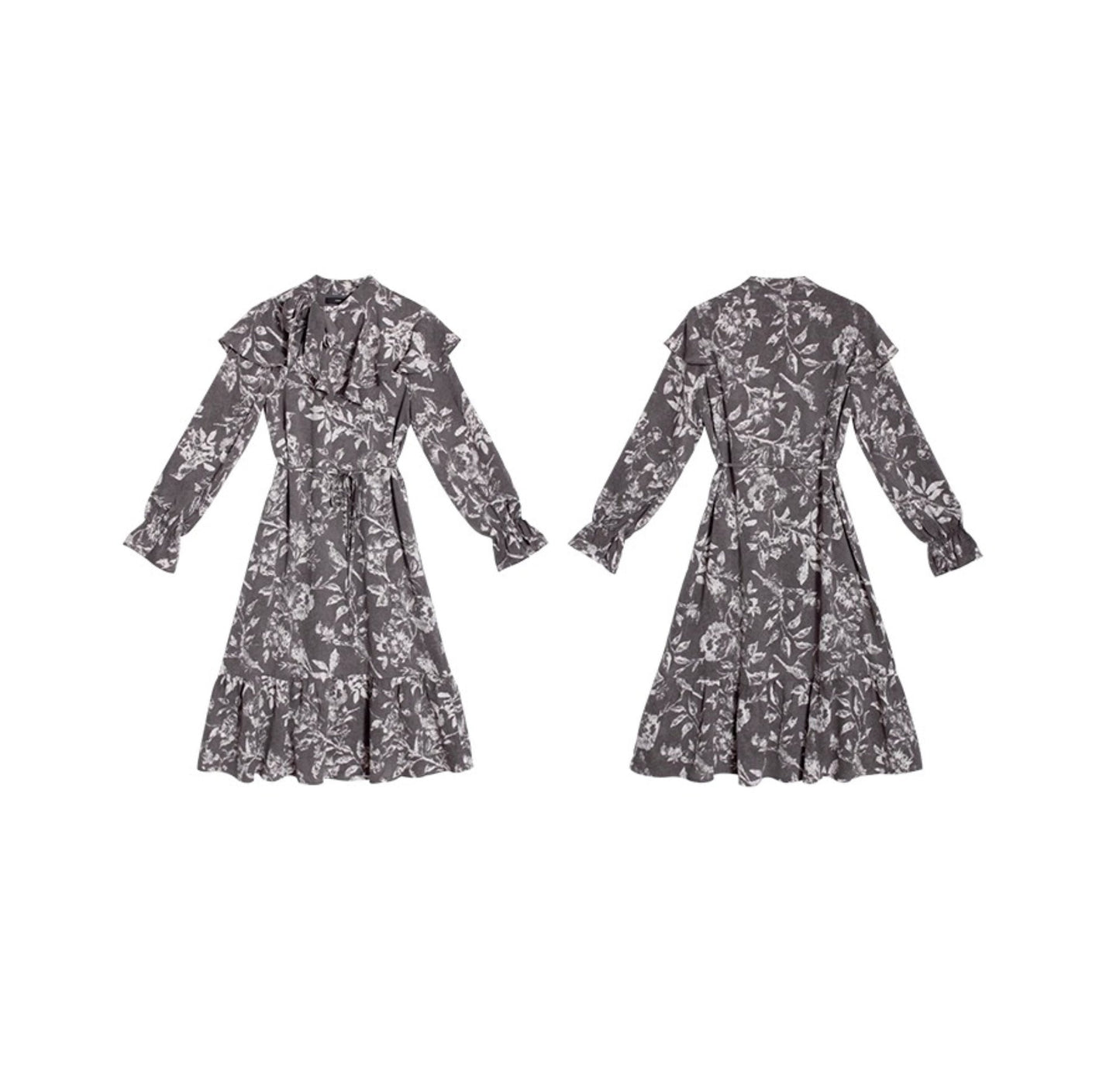 Lace-Up Shawl Collar Dress