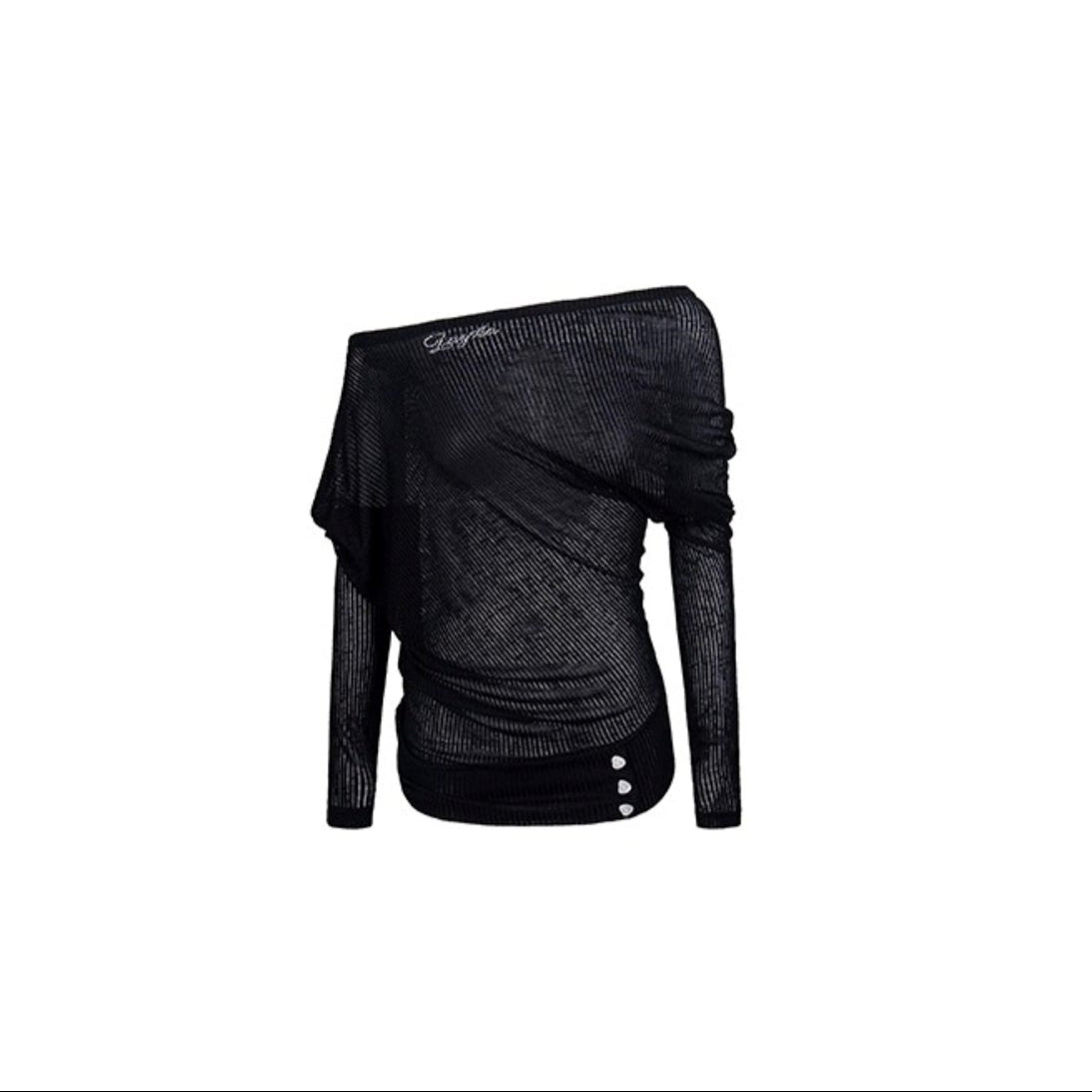 Slanted Shoulder Black Top