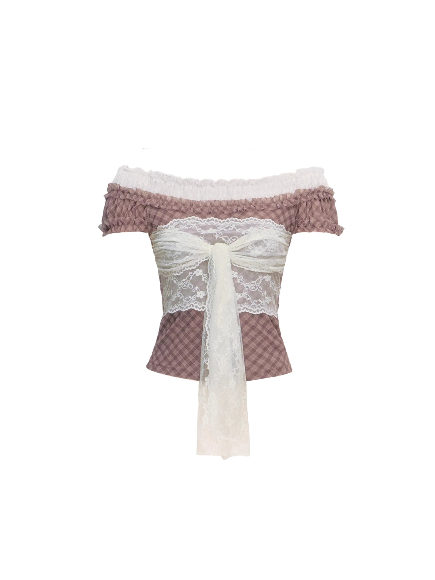 Strap Detail Off-Shoulder Lace Blouse