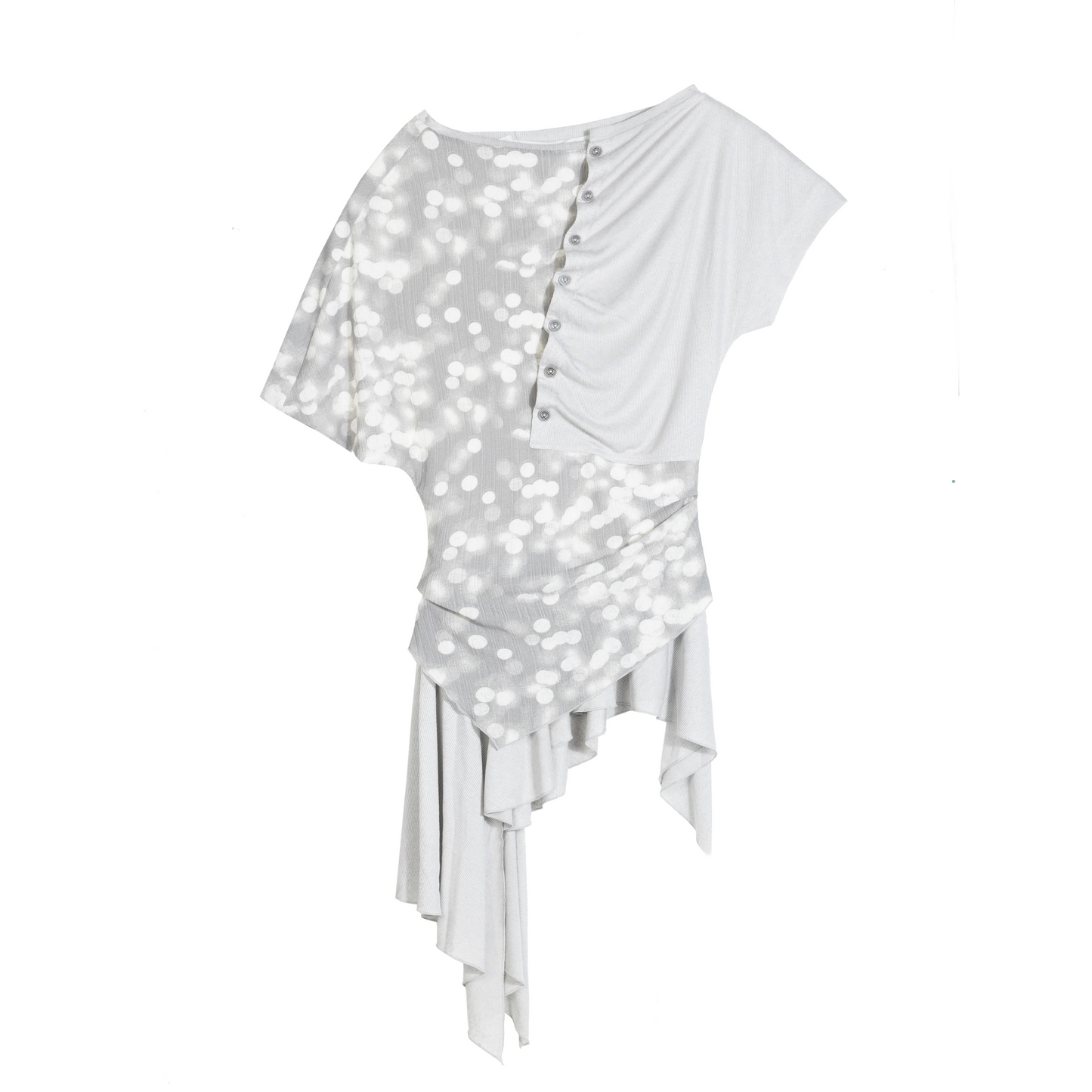 Patchwork Asymmetrical Off-Shoulder Top