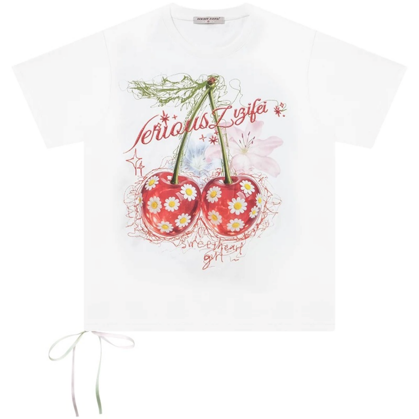 Kurzärmeliges T-Shirt mit Kirschprint