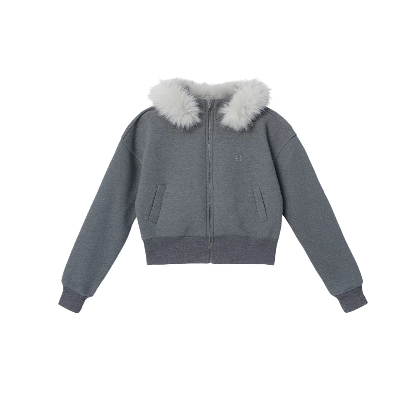 Relaxed Fur Collar Hooded Jacket