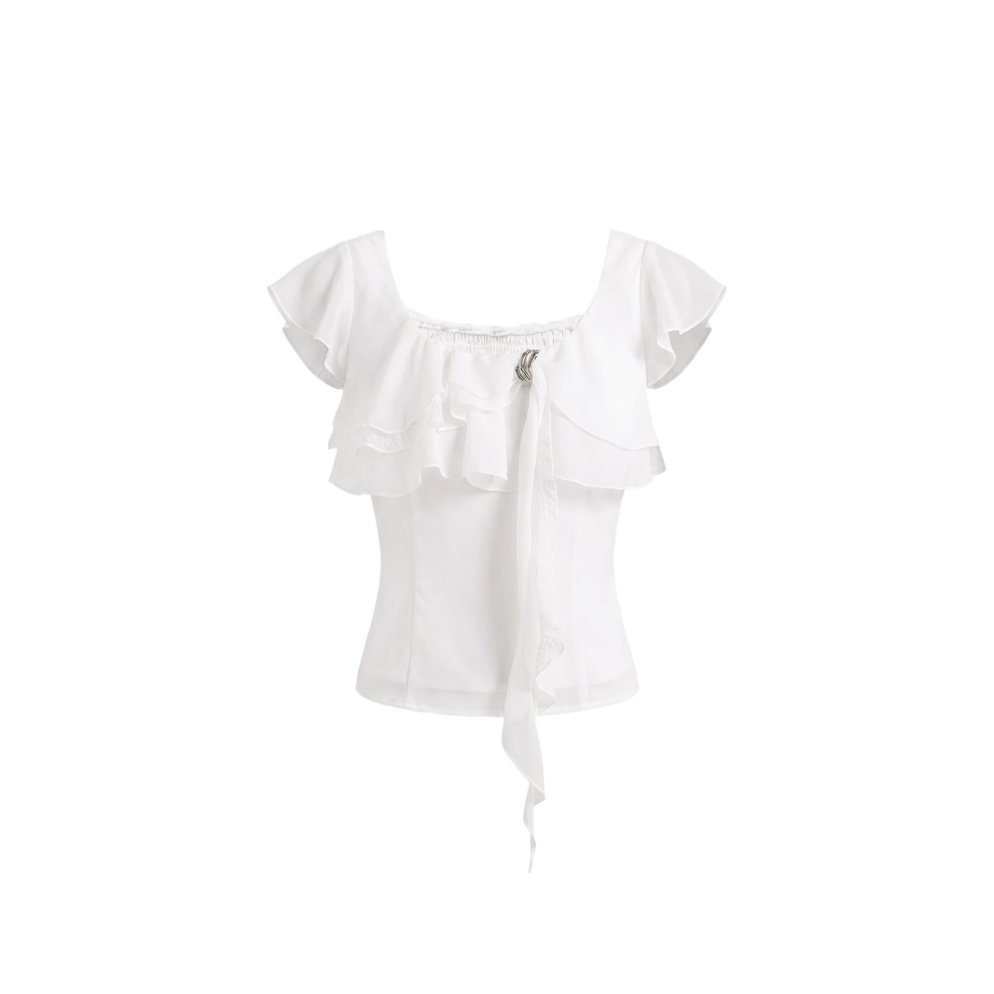 Lace Patchwork Ruffle Top