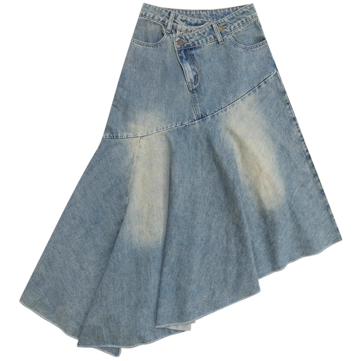 High-Waisted Irregular Denim Skirt