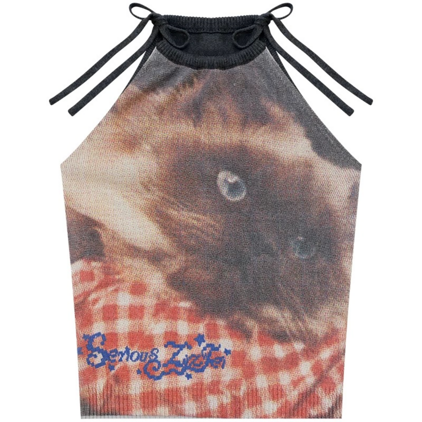 Lazy Style Cat Print Strappy Top