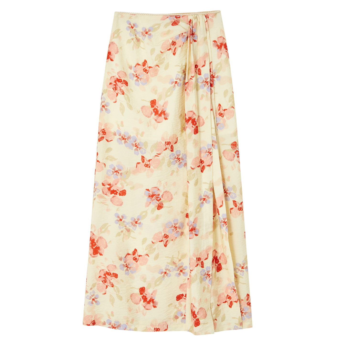 Floral Front Slit Straight Long Skirt