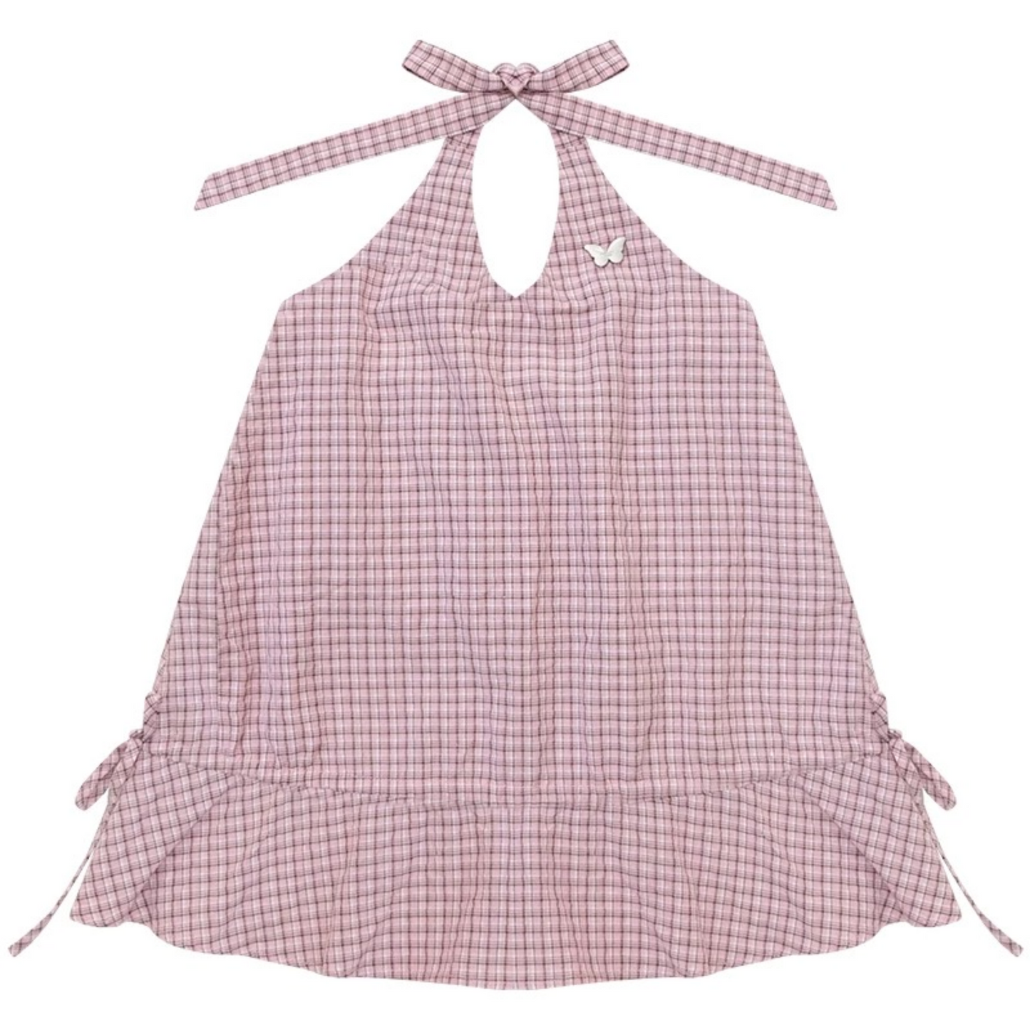 Pink American Retro Plaid Halter Tank Top