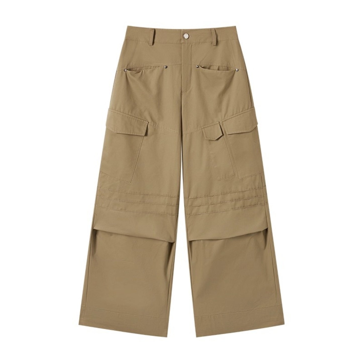 High-Waisted Solid Color Wide-Leg Trousers