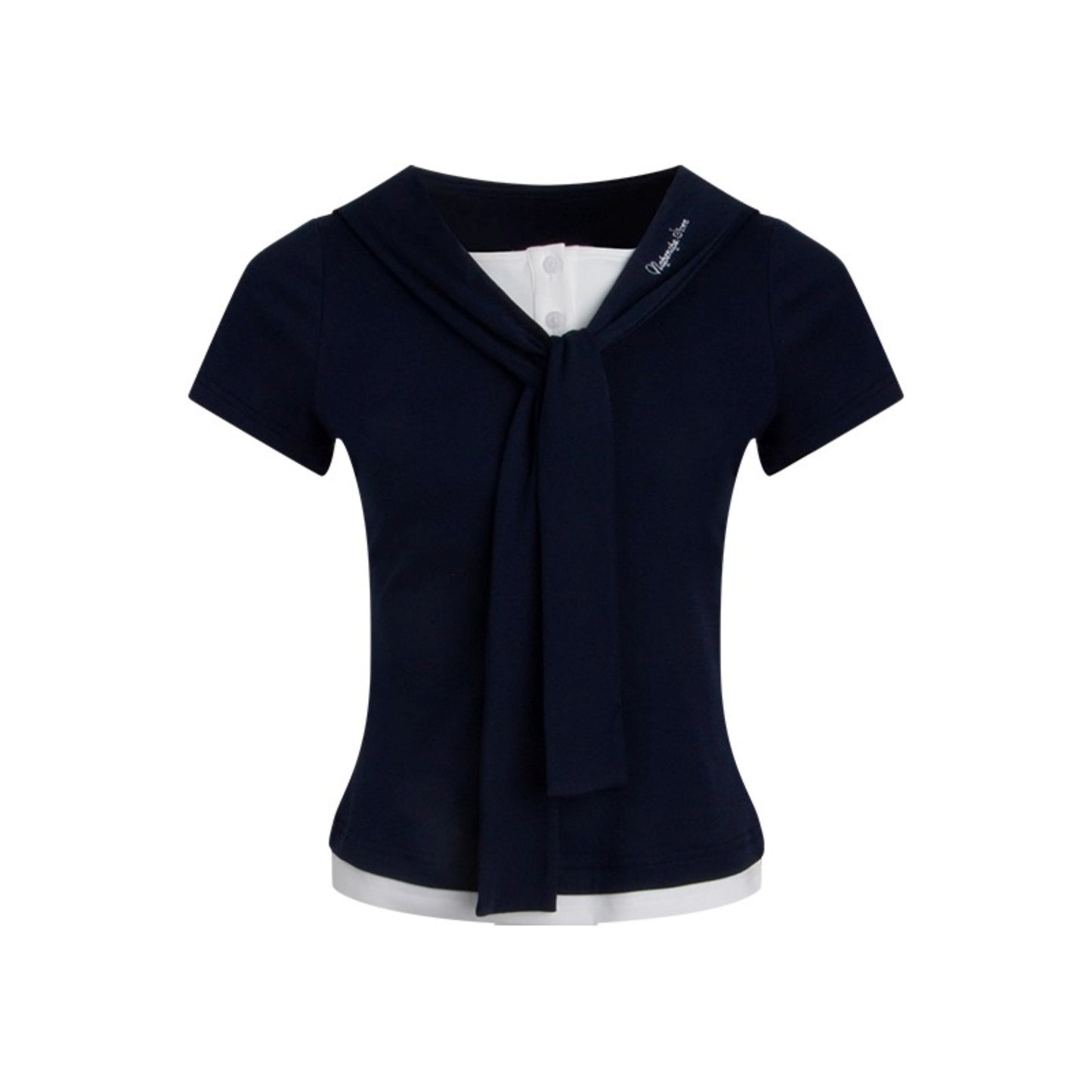 Original Detachable Navy Neck Slim Top