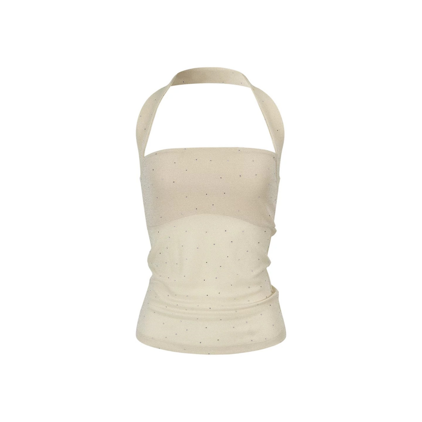 Blusa tubo brillante con cuello halter