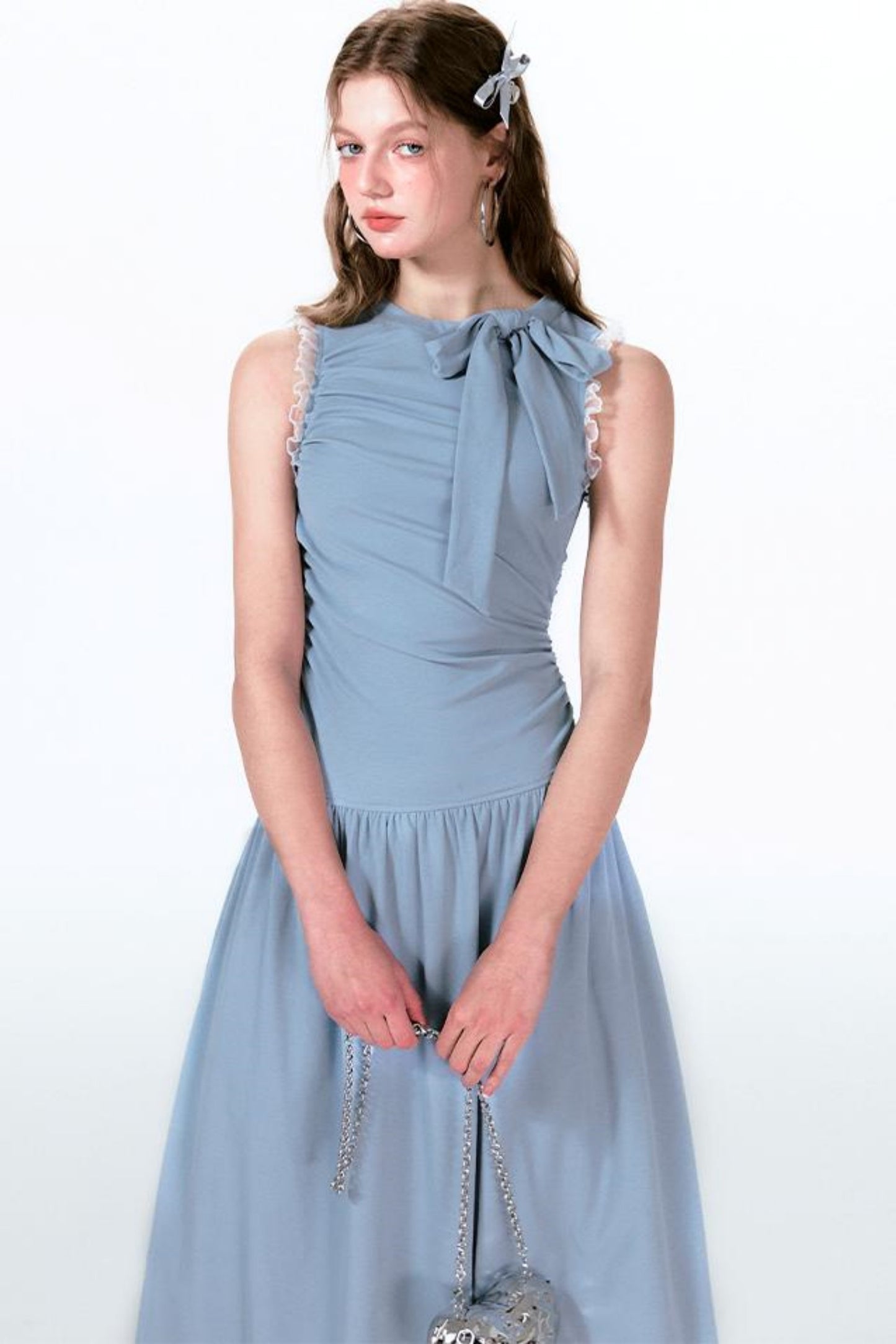 Blue Butterfly Pleat Dress