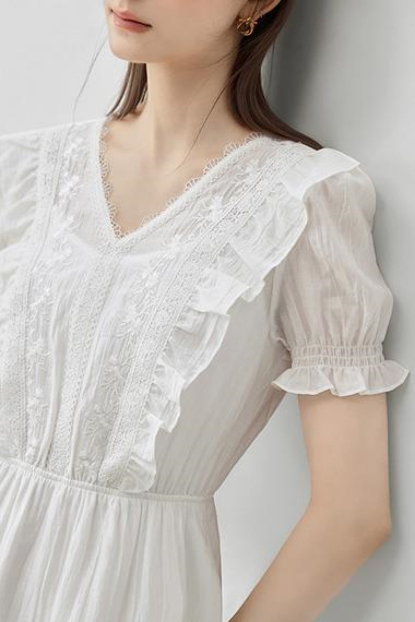 Summer V-Neck Ruffle A-Line Dress