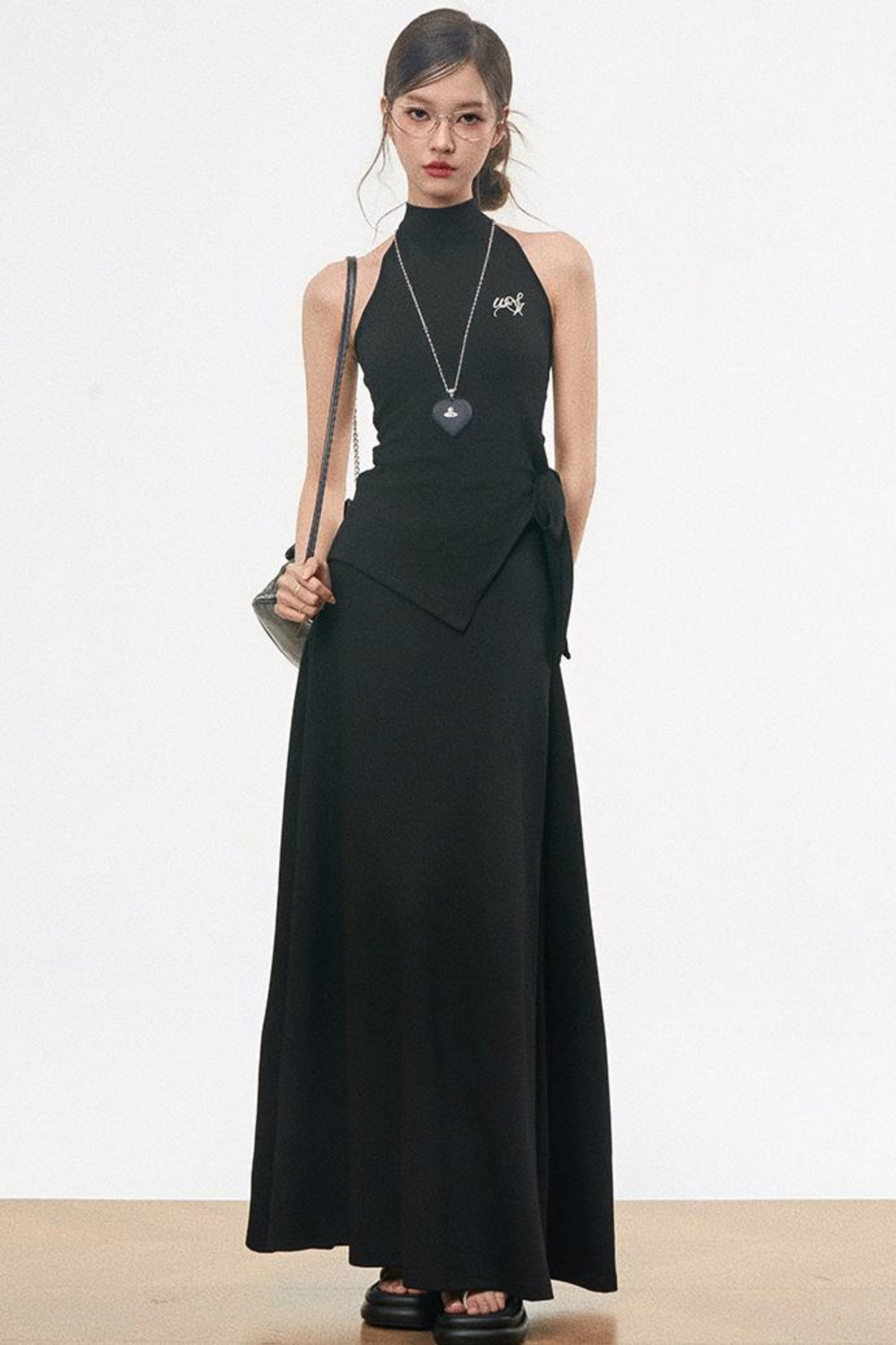 Keeton Pin Stripe Tie Vest Skirt Set