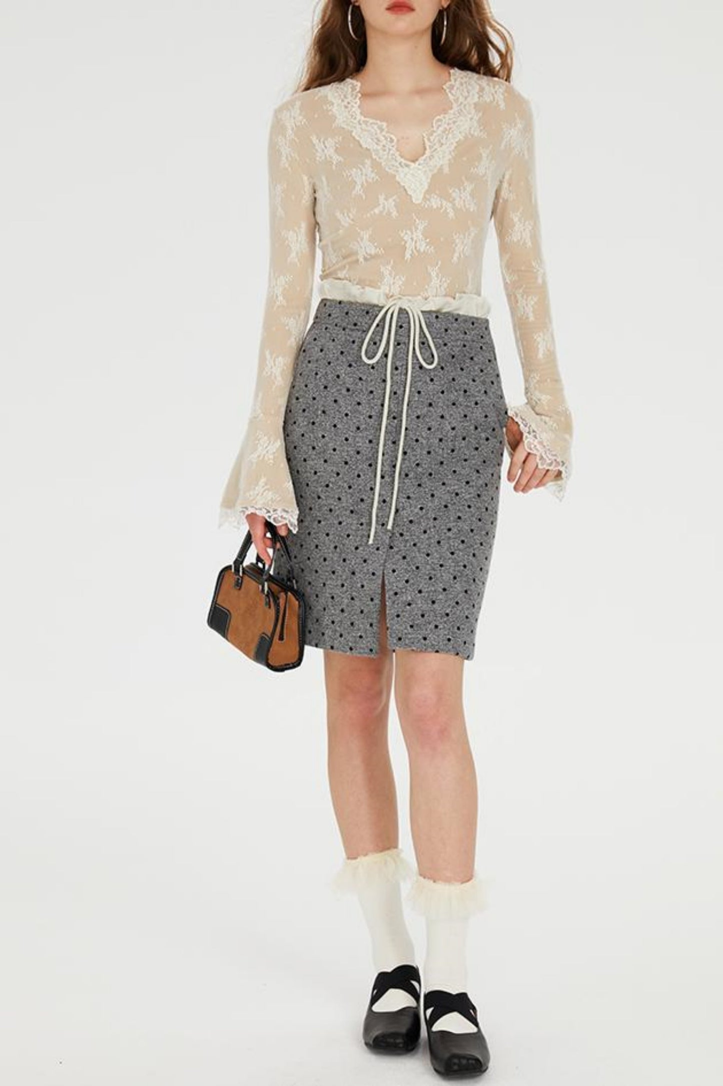 Polka Dot Tweed Skirt