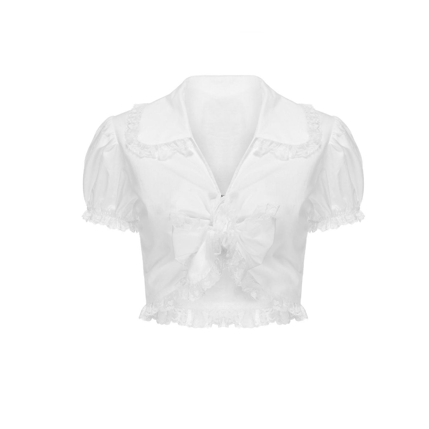 White Lace V-Neck Blouse