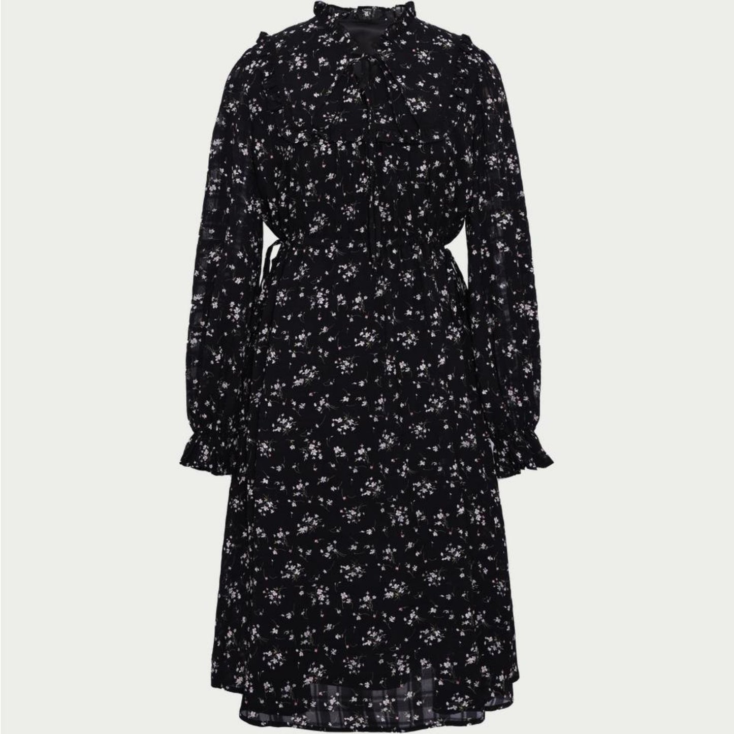 Elegant Black Floral A-Line Dress