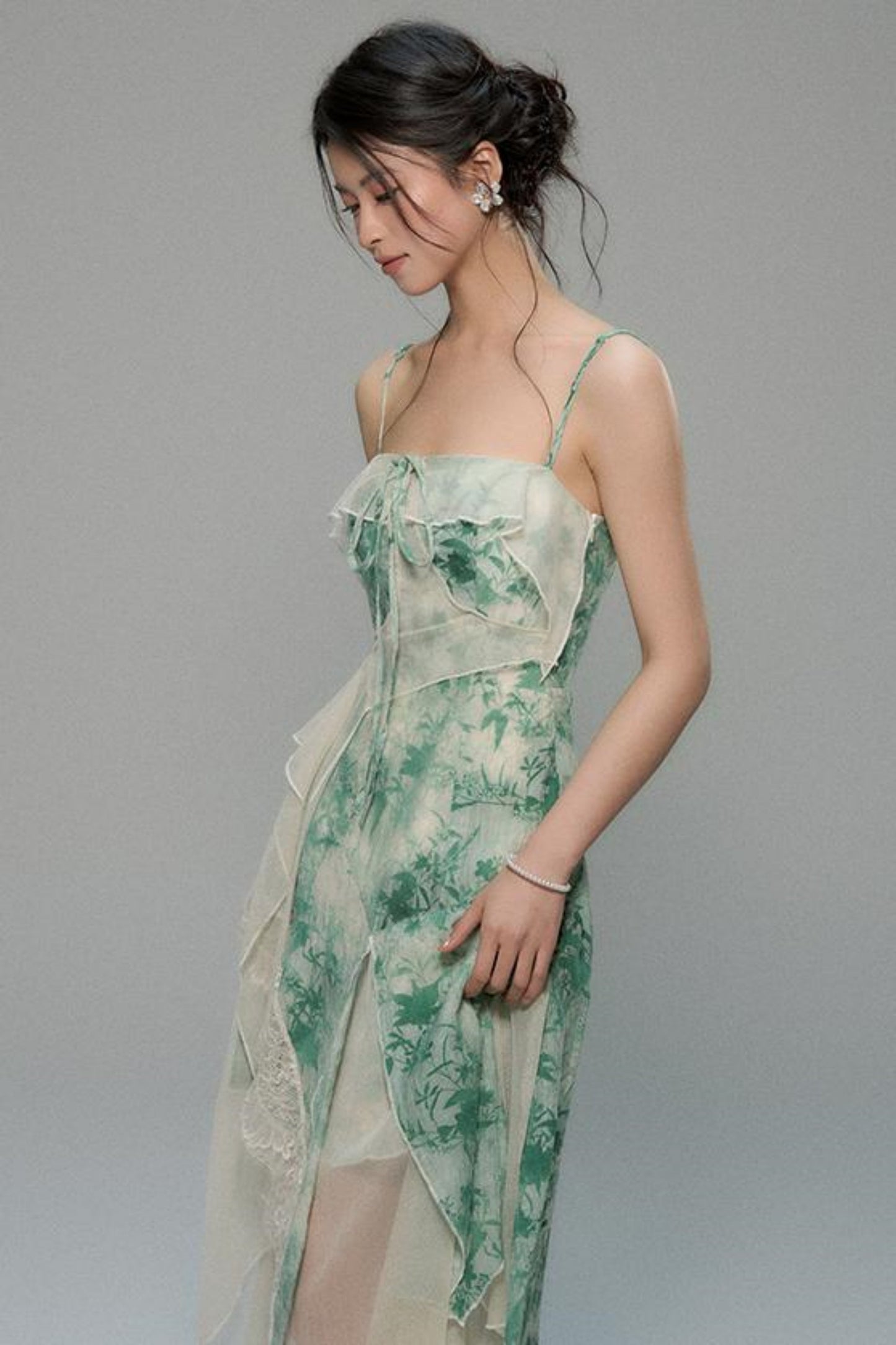 Floral V-Neck Halter Dress