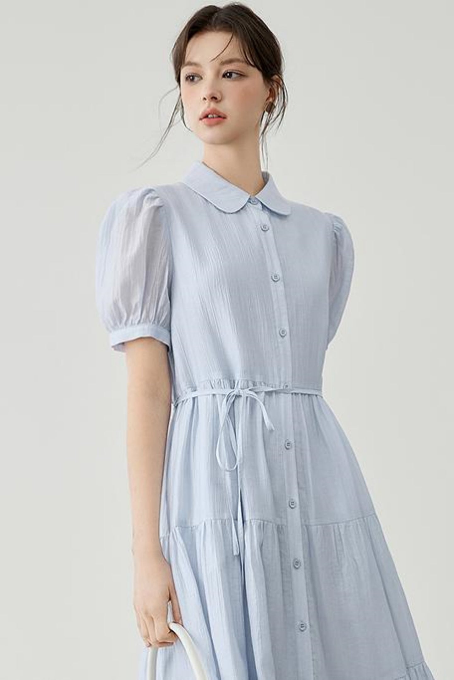 Puff Sleeve A-Line Tiered Dress