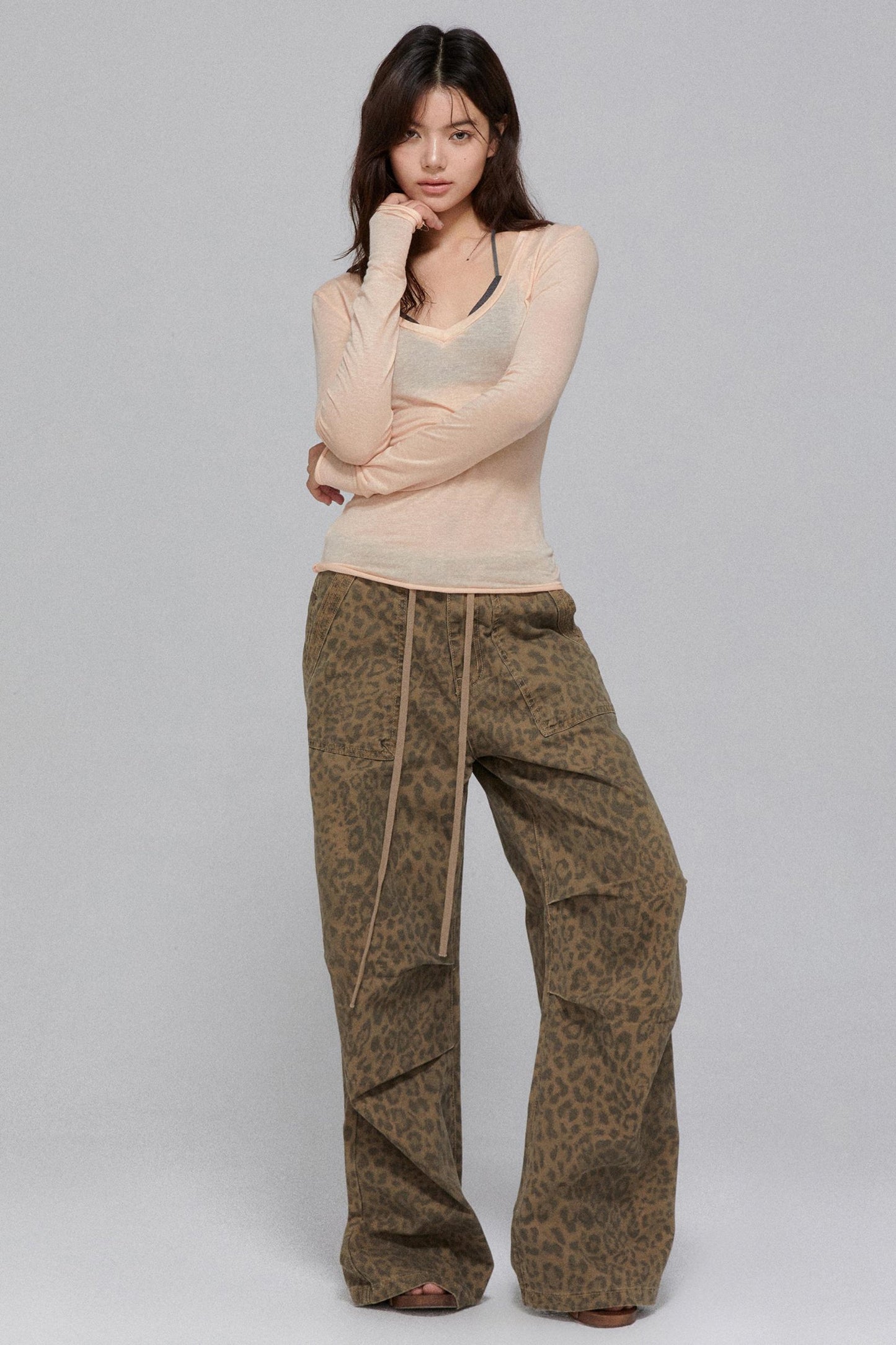 Vintage Leopard Wide-Leg Pants