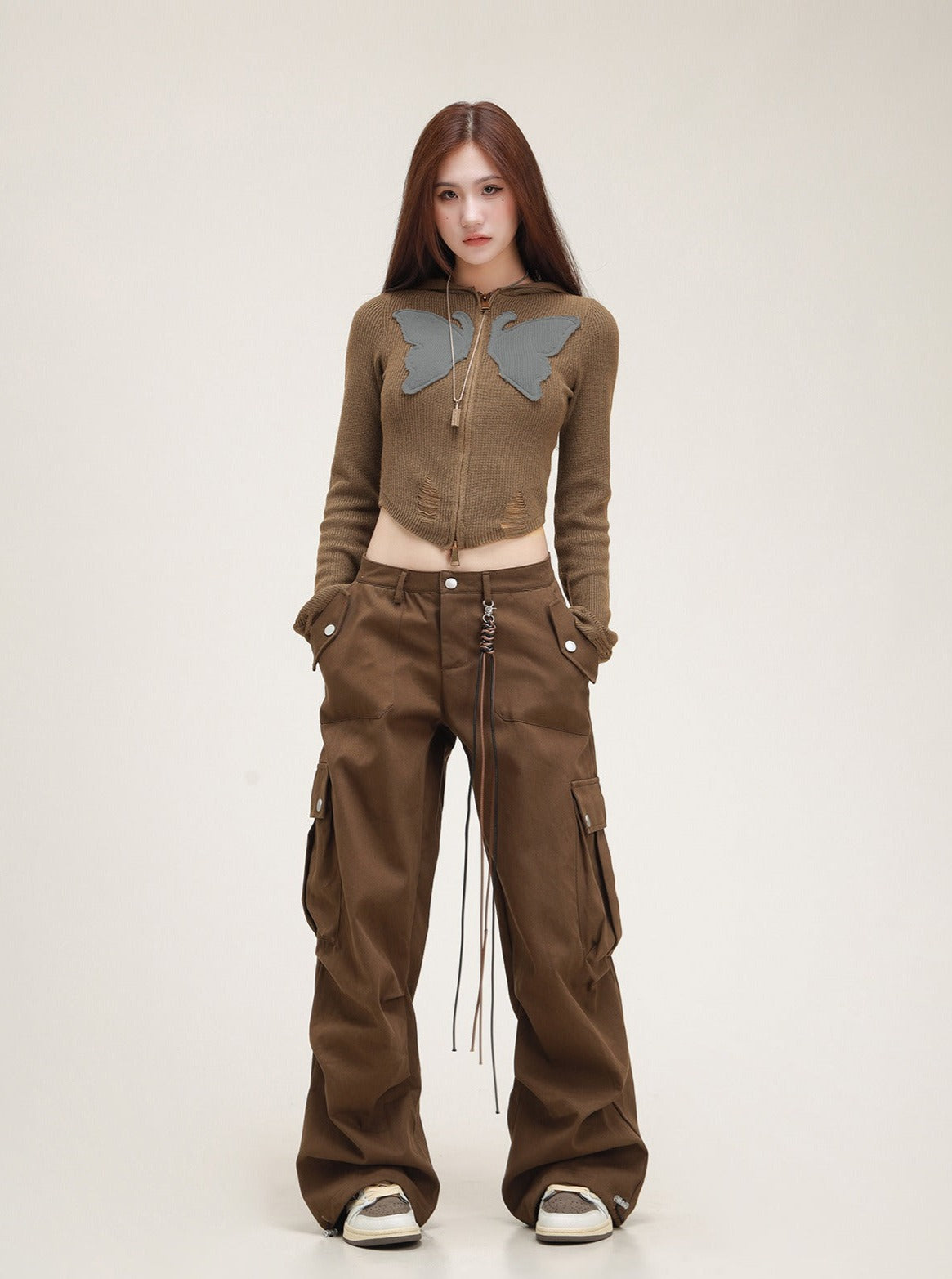 빈티지 나비 패치 탑