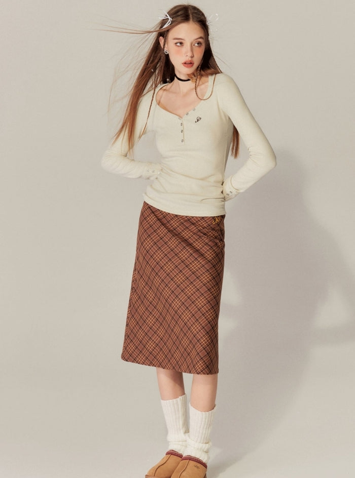 하트 칼라 긴 소매베이스 티셔츠