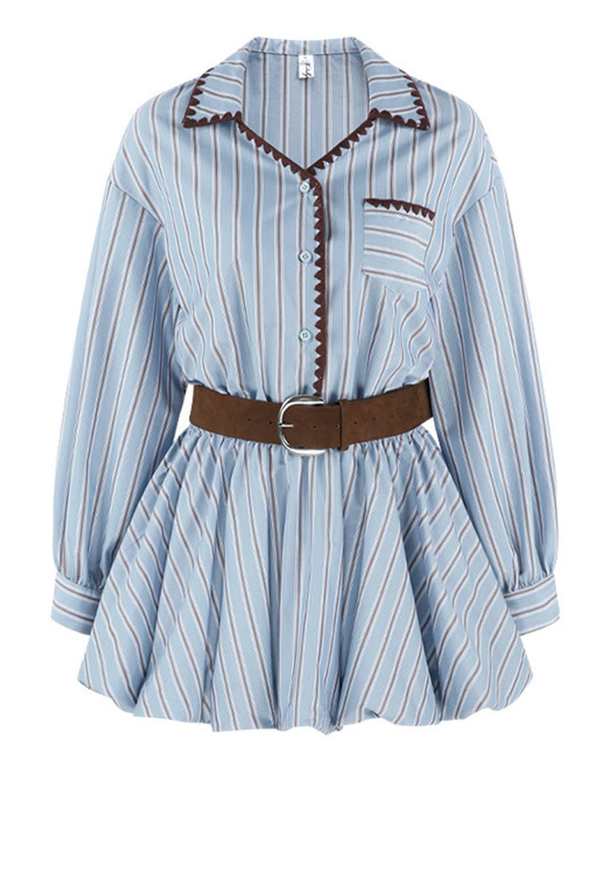Blue Striped Shirt Bubble Dress