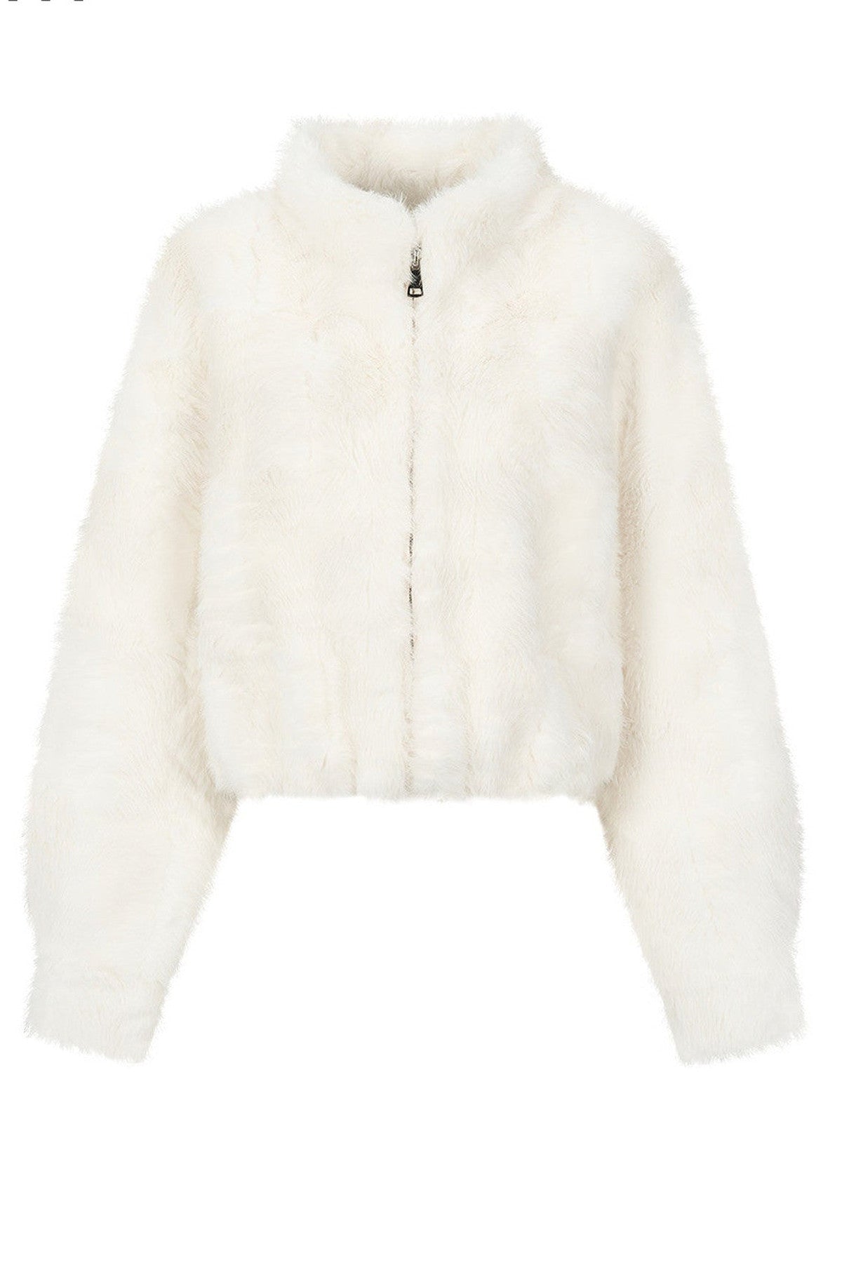 Stand Collar Faux Fur Jacket