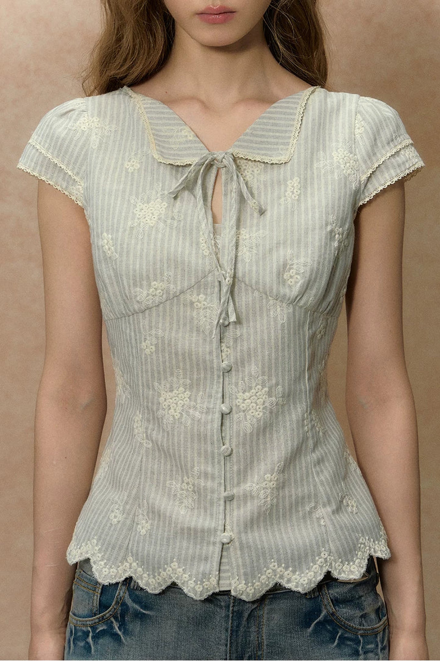 Papierboot gestreifte Bluse