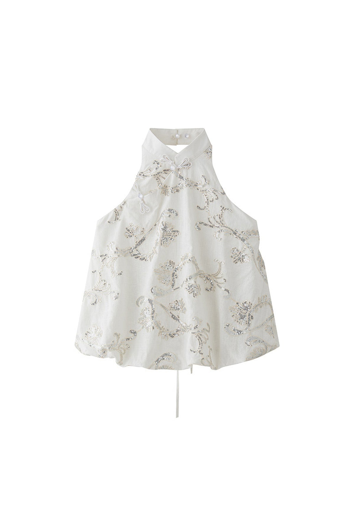 Sequin Floral Bud Top and Floral Half Skirt Set-Up