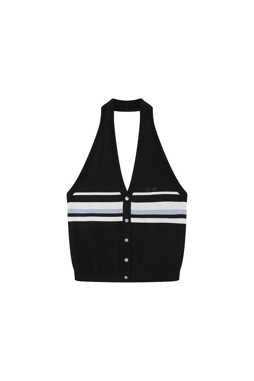 Gilet halter lavorato a maglia a righe