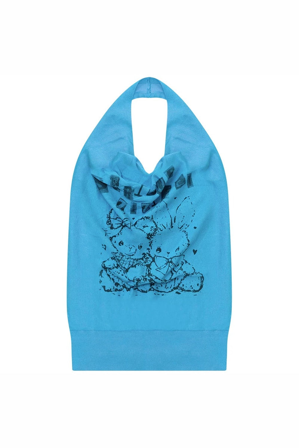 Blue Rabbit Print Halter Top