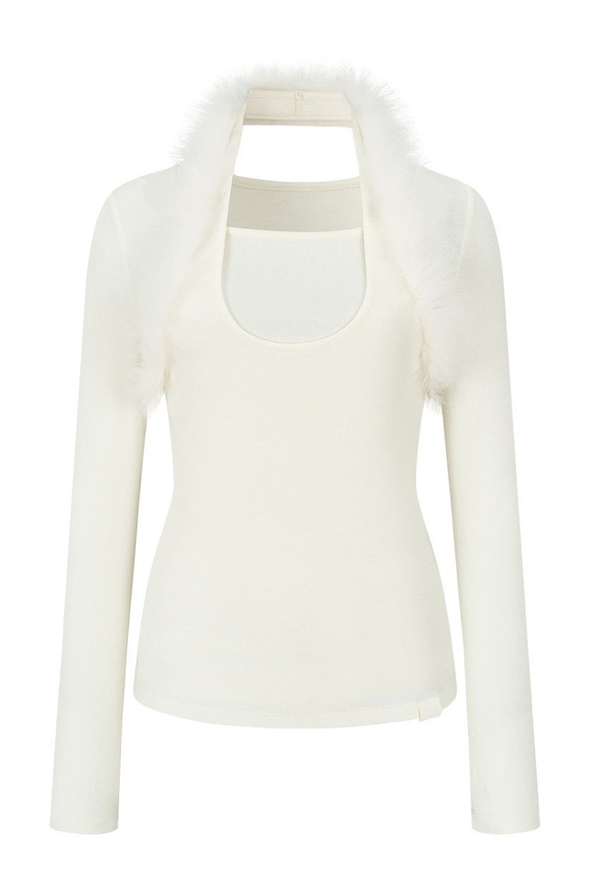 Fox Fur Halter Neck Knit Top