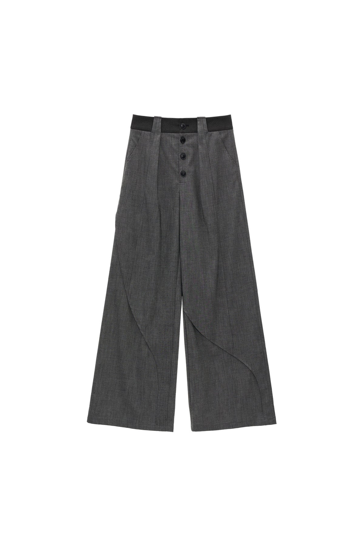 Linen Lyocell Spliced Waist Straight Pants