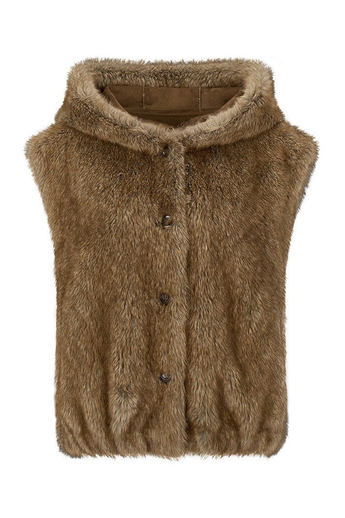 Hooded Faux Fox Fur Vest