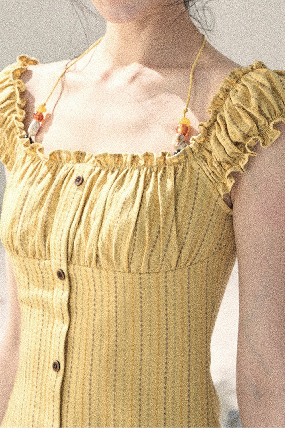 French Halter Striped Dress