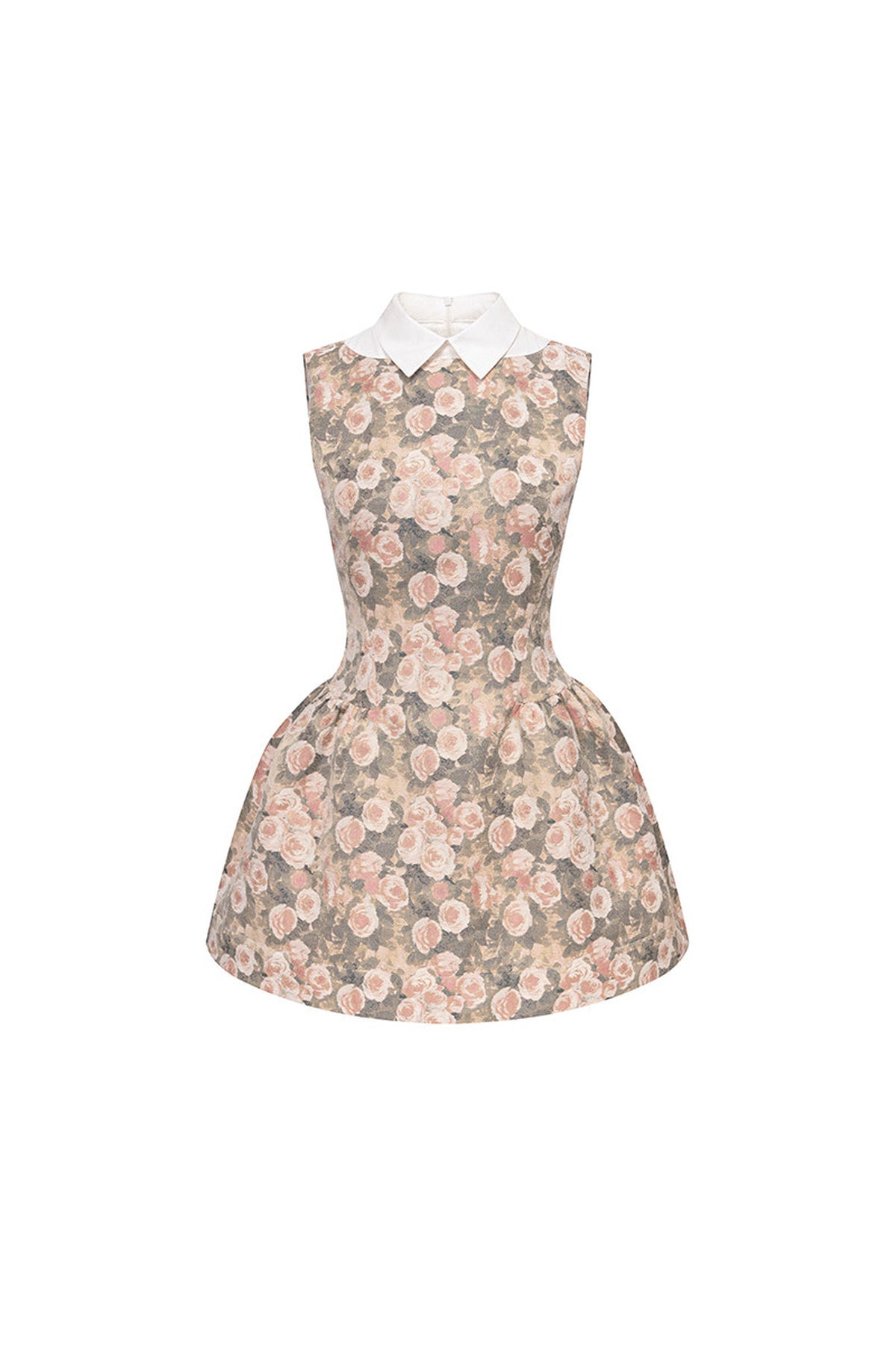 Rose Oil Painting Shirt Collar Dress