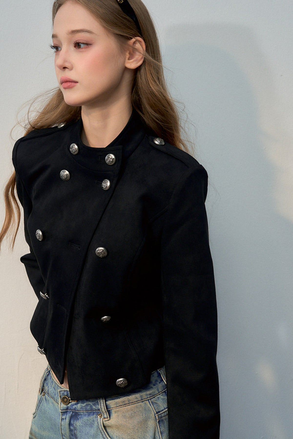 Double-Breasted Stand Collar Jacket
