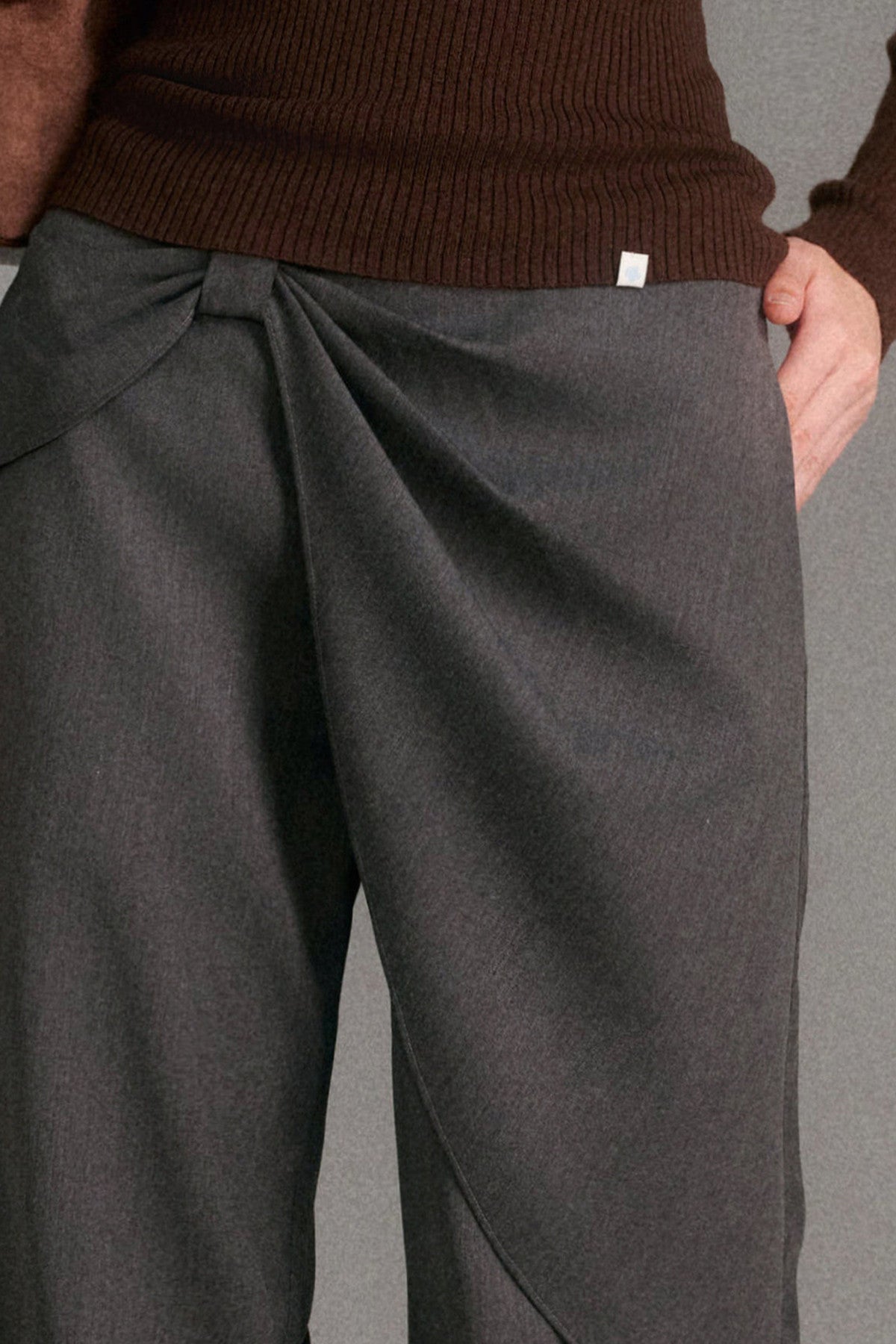Asymmetrical Cut Bow Wide Leg Pants