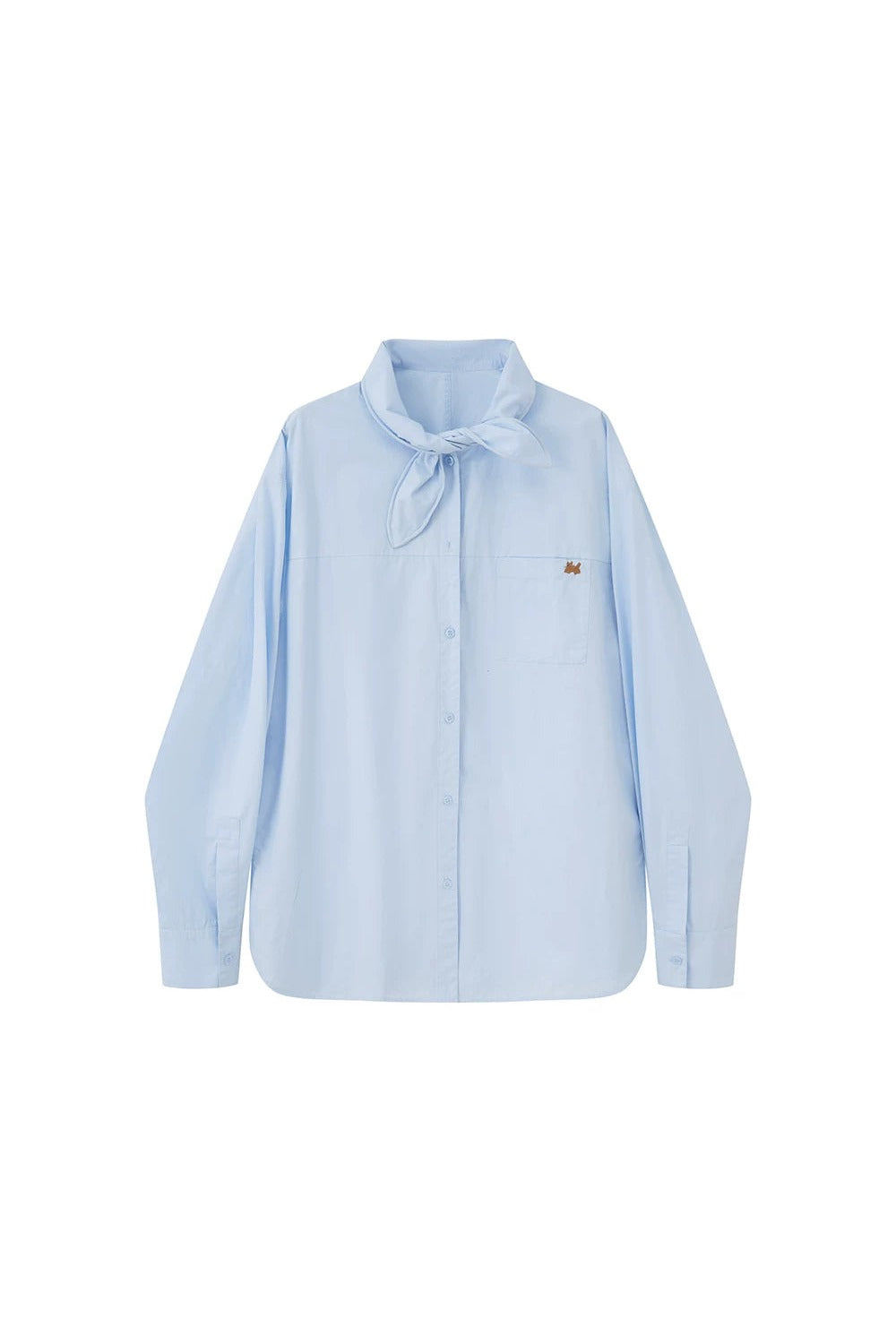 Camicia ricamata a maniche lunghe in stile preppy