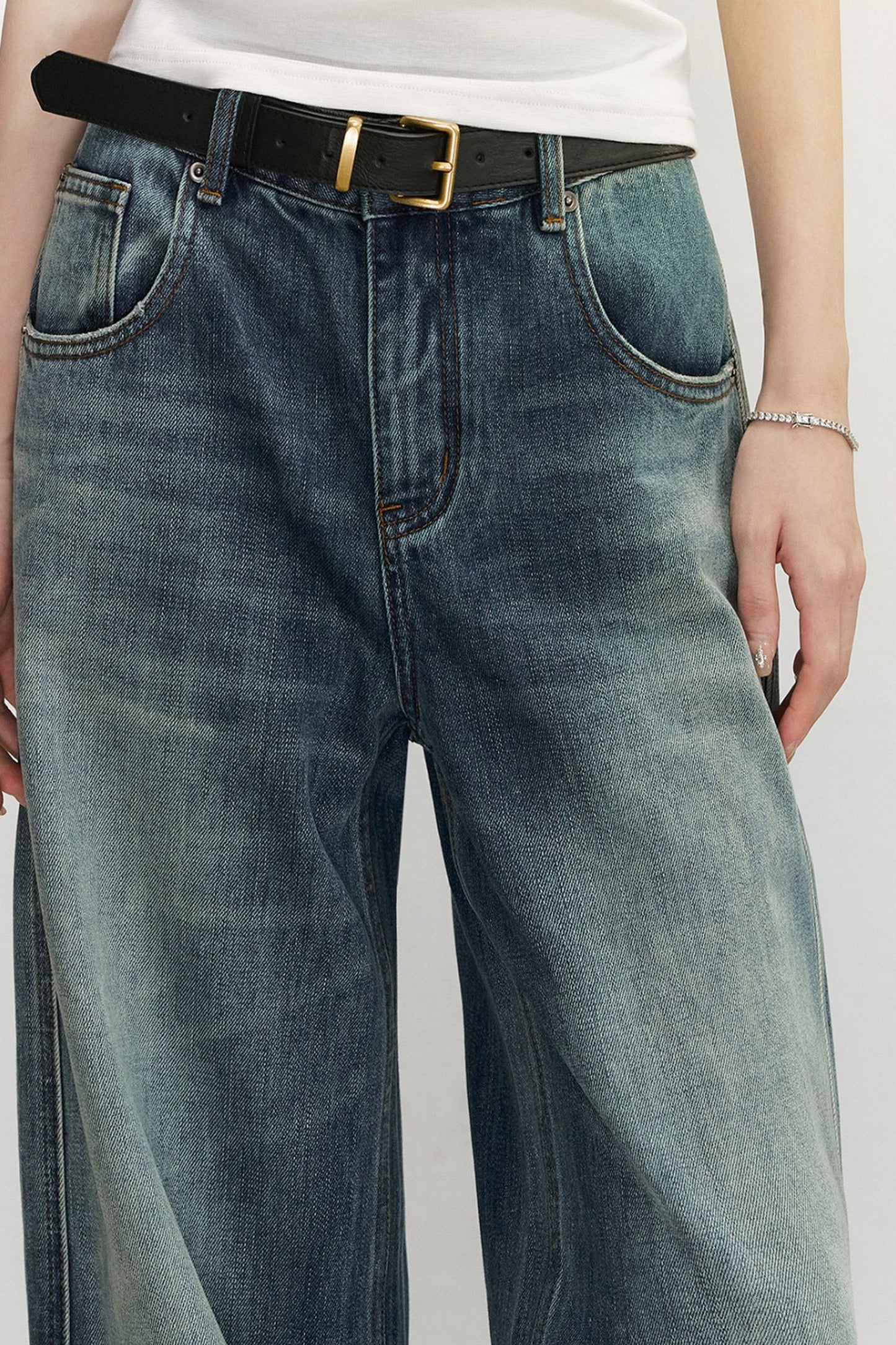 Vintage Washed Denim Pants