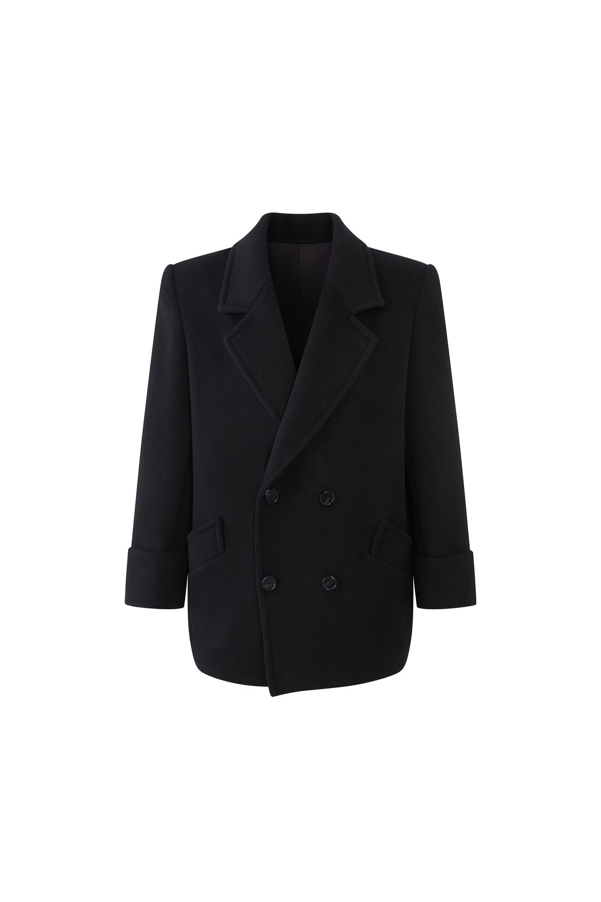 Pure Wool Notched Lapel Coat